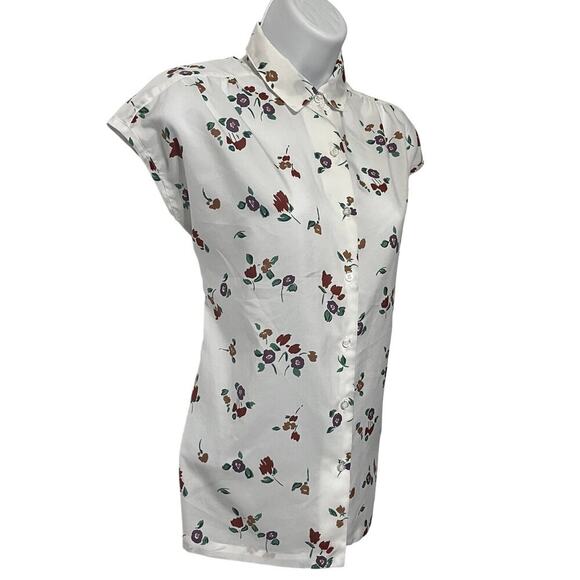 Vintage 60s Ship N Shore Floral Print Bow Collared Blouse Size 10 Girly Pinup - Picture 4 of 9